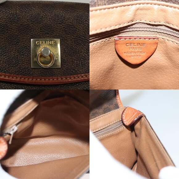 CELINE Macadam Canvas Hand Bag Pvc Leather Brown Gold - Picture 11 of 12